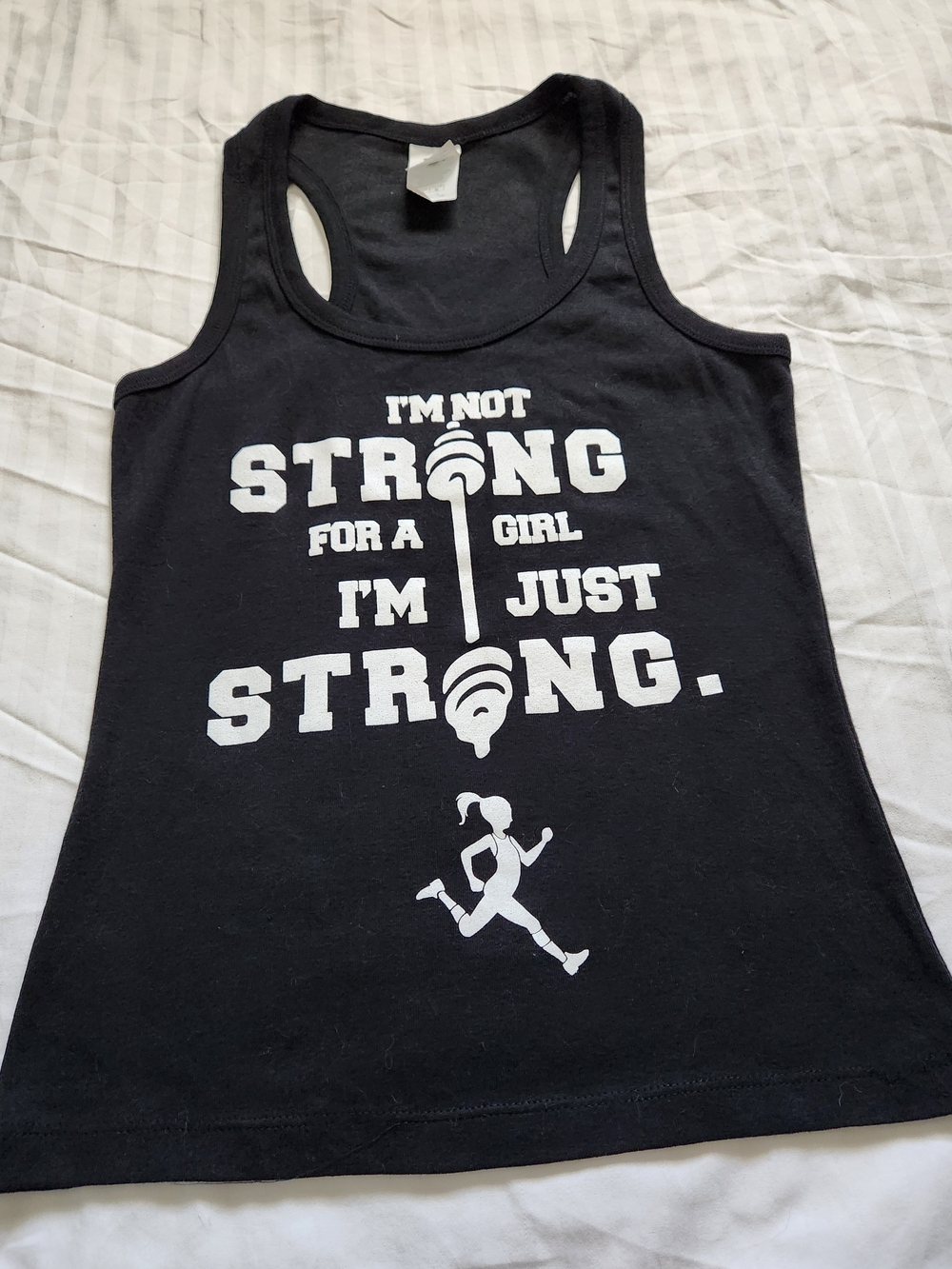 Women's Black Graphic Racerback Tank - Strong